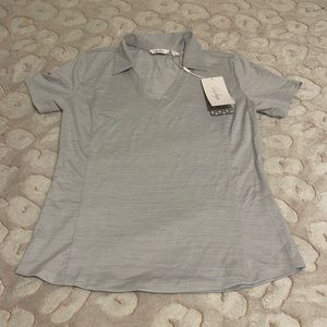 Lady Hagen Space Dye SS Polo Grey Hi Rise